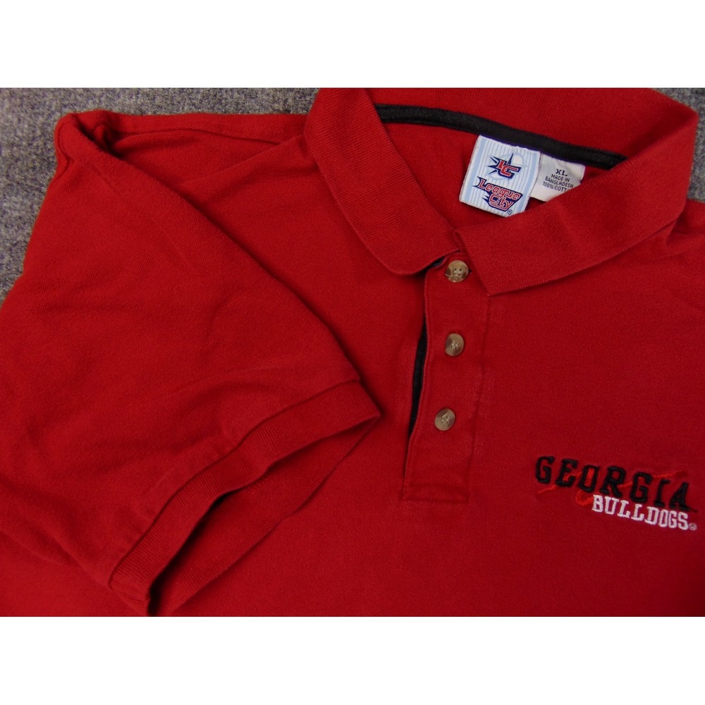 Georgia Bulldogs Polo Shirt Mens XL Red Solid Cotton League City NCAA Gameday‎